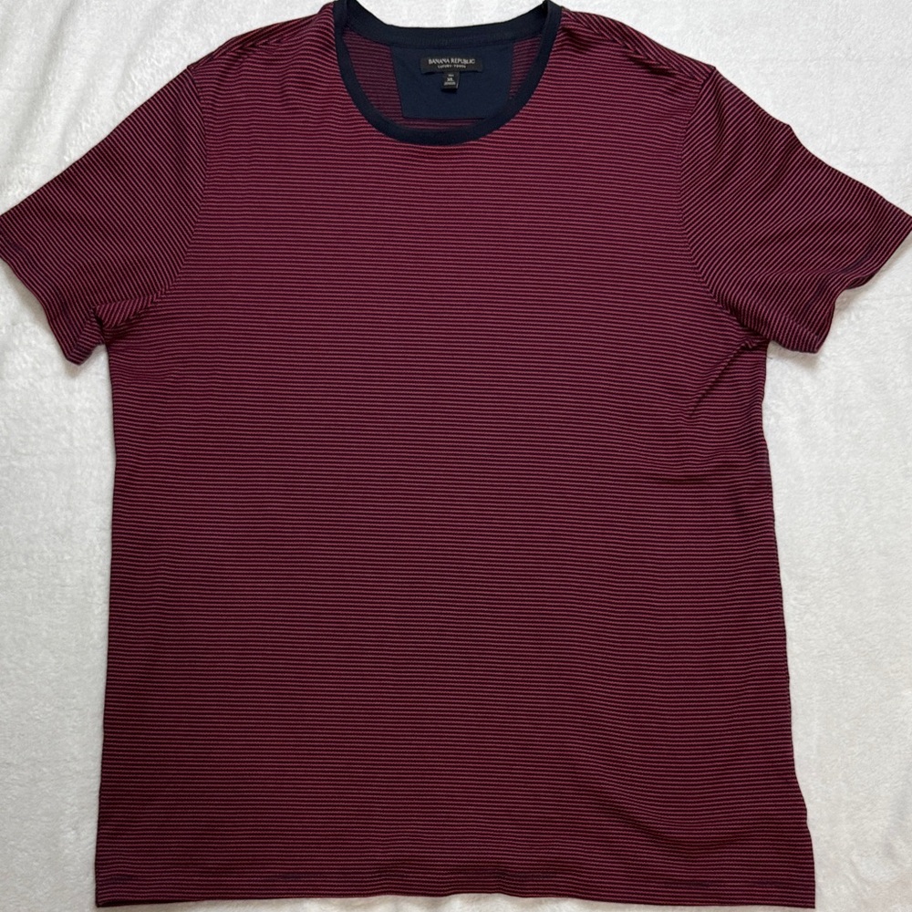 Banana Republic Maroon Striped Tee
